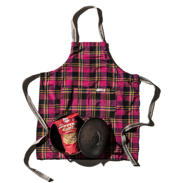 RECYCLE COTTON CHECK APRON / Pink