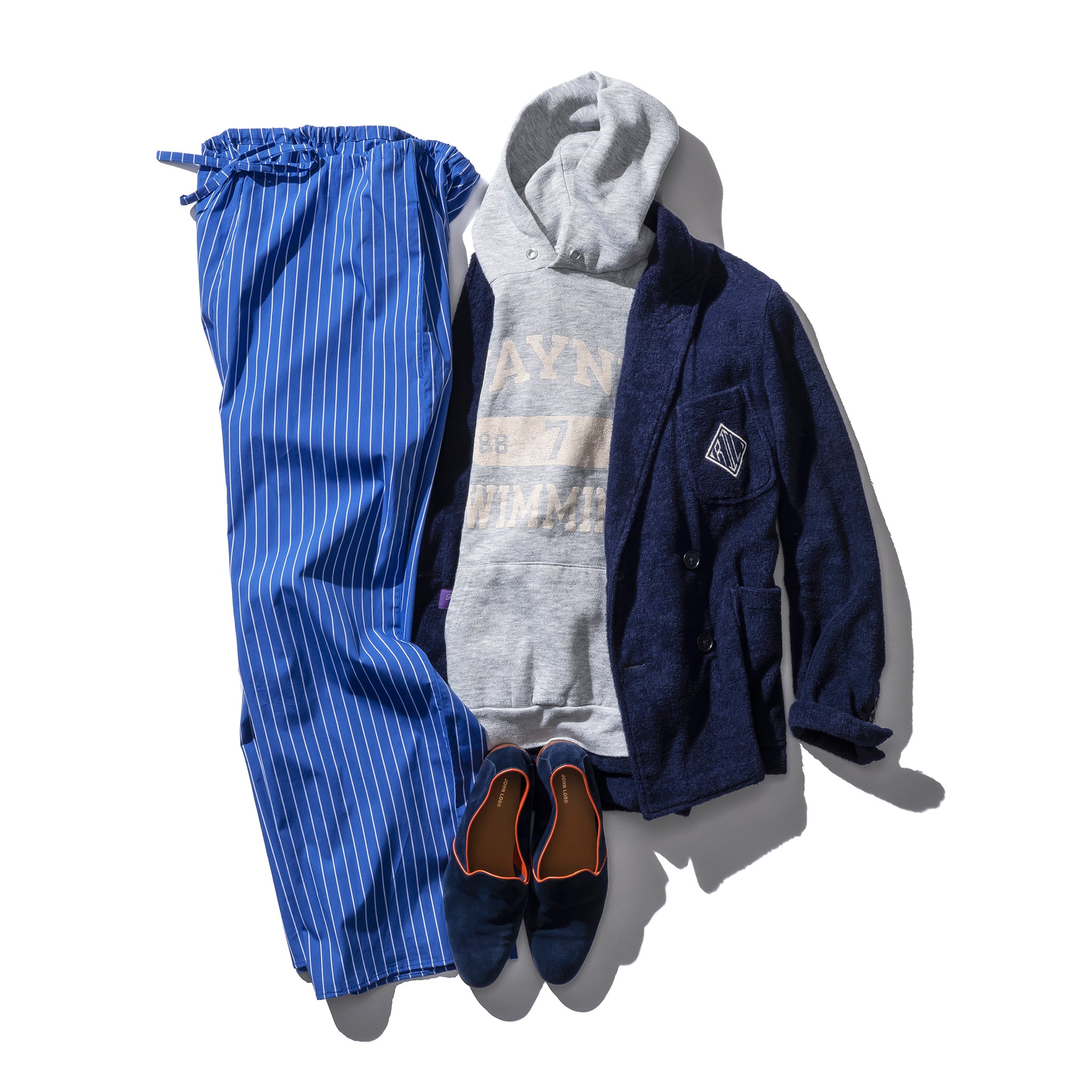 COTTON STRIPE REGULAR PANTS / Blue – PUEBCO ONLINE STORE