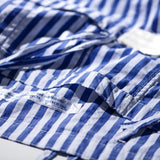 SHIRT FABRIC FOLDING LAUNDRY BASKET / Blue Narrow Stripe