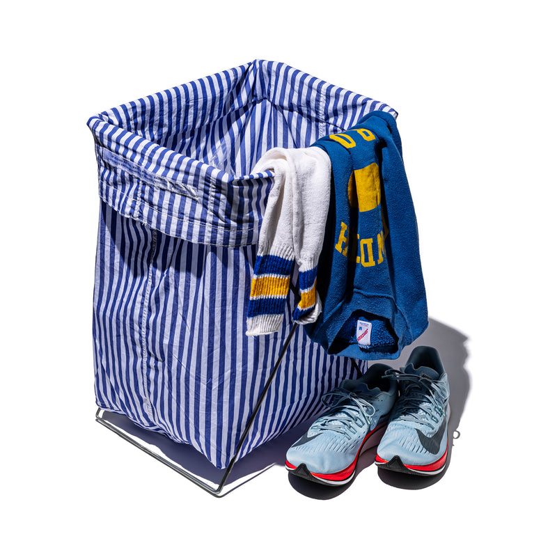 SHIRT FABRIC FOLDING LAUNDRY BASKET / Blue Narrow Stripe – PUEBCO