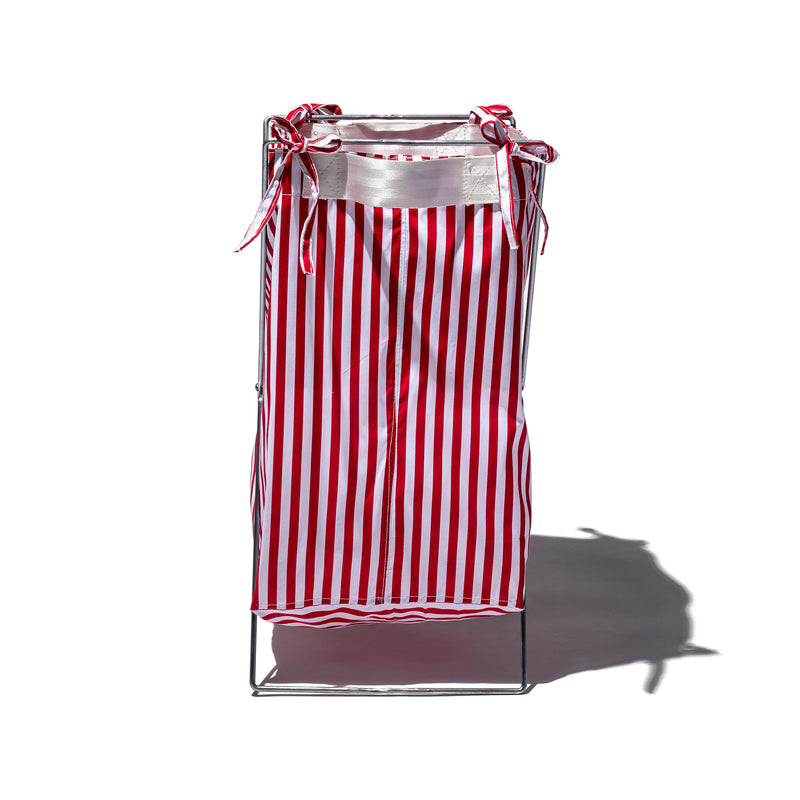 SHIRT FABRIC FOLDING LAUNDRY BASKET / Red Narrow Stripe – PUEBCO