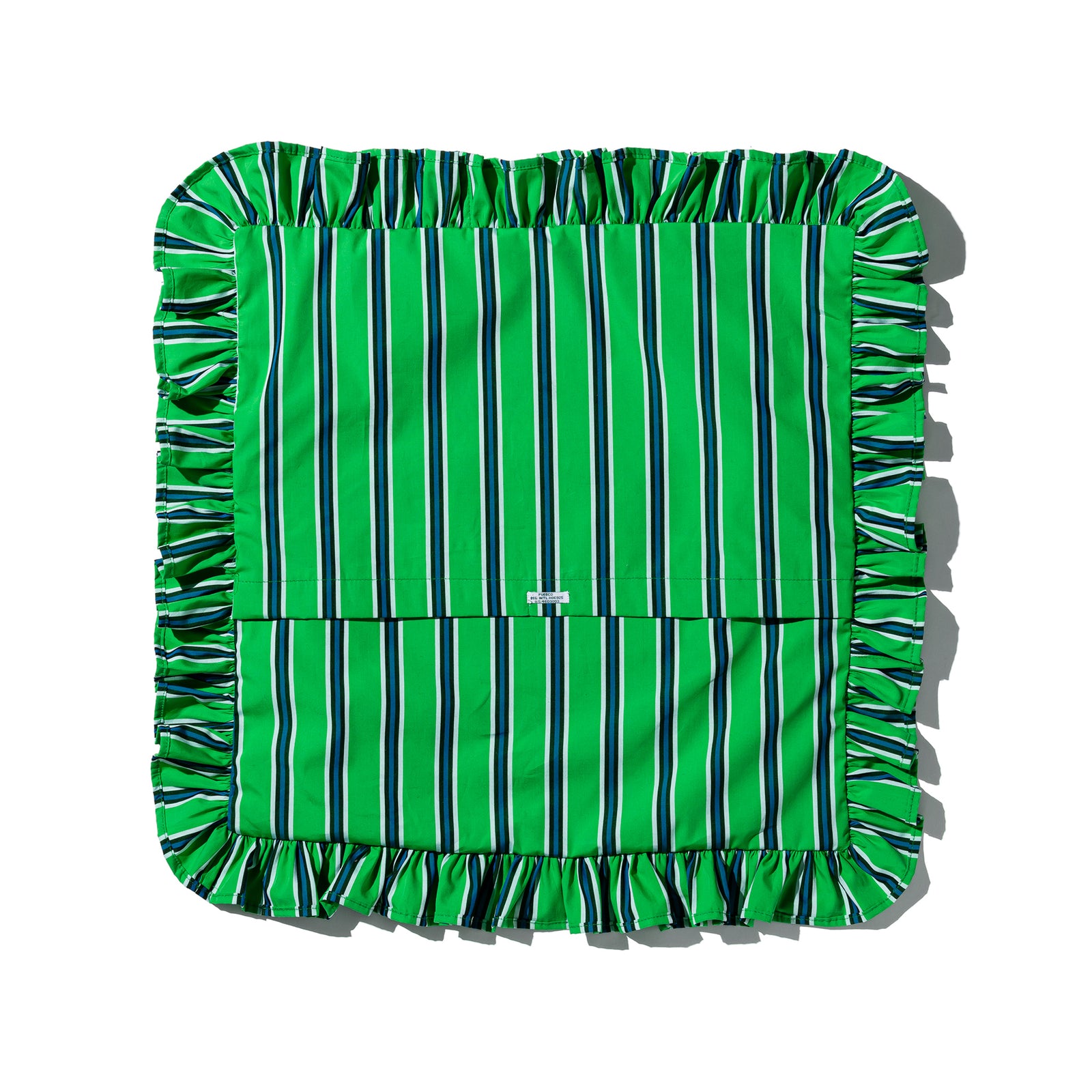 SHIRT FABRIC RUFFLE CUSHION COVER / Green Stripe – PUEBCO ONLINE STORE