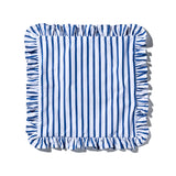 SHIRT FABRIC RUFFLE CUSHION COVER / White Stripe