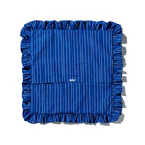 SHIRT FABRIC RUFFLE CUSHION COVER / Blue Stripe