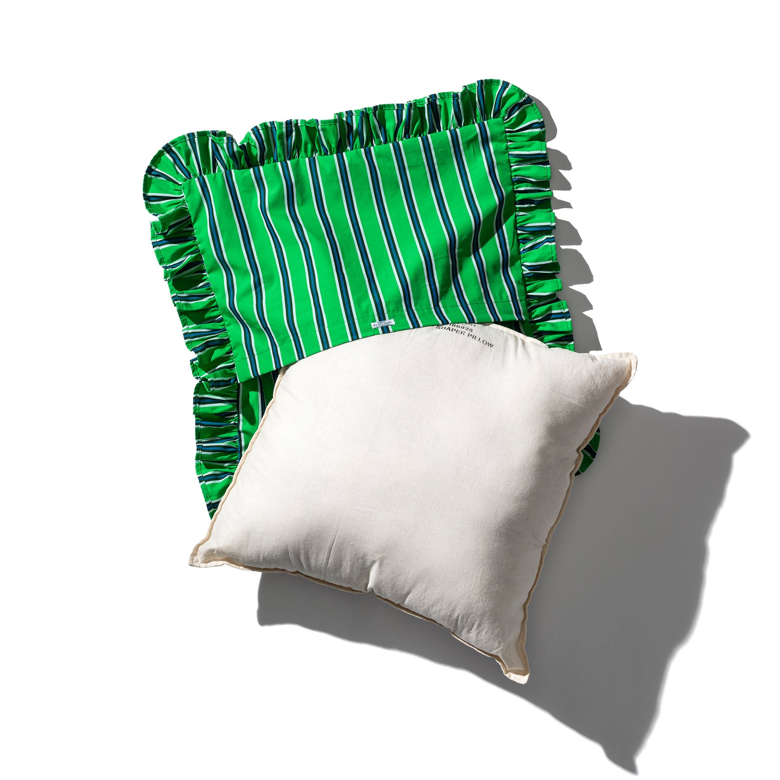 SHIRT FABRIC RUFFLE CUSHION COVER / White Stripe – PUEBCO ONLINE STORE