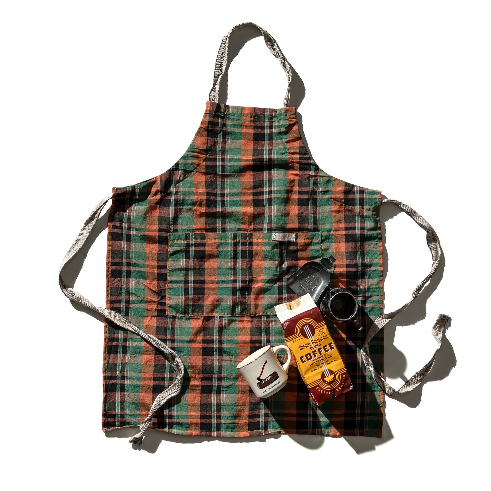 RECYCLE COTTON CHECK APRON / Green – PUEBCO ONLINE STORE