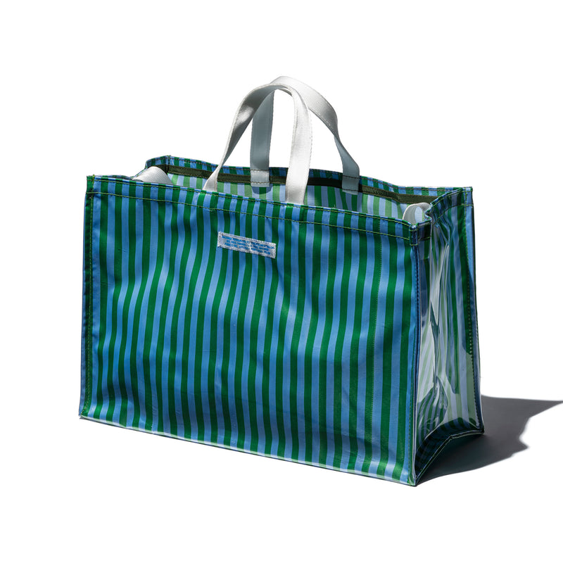 COVERED SCHOOL TIE FABRIC MARKET BAG / Green x Light Blue