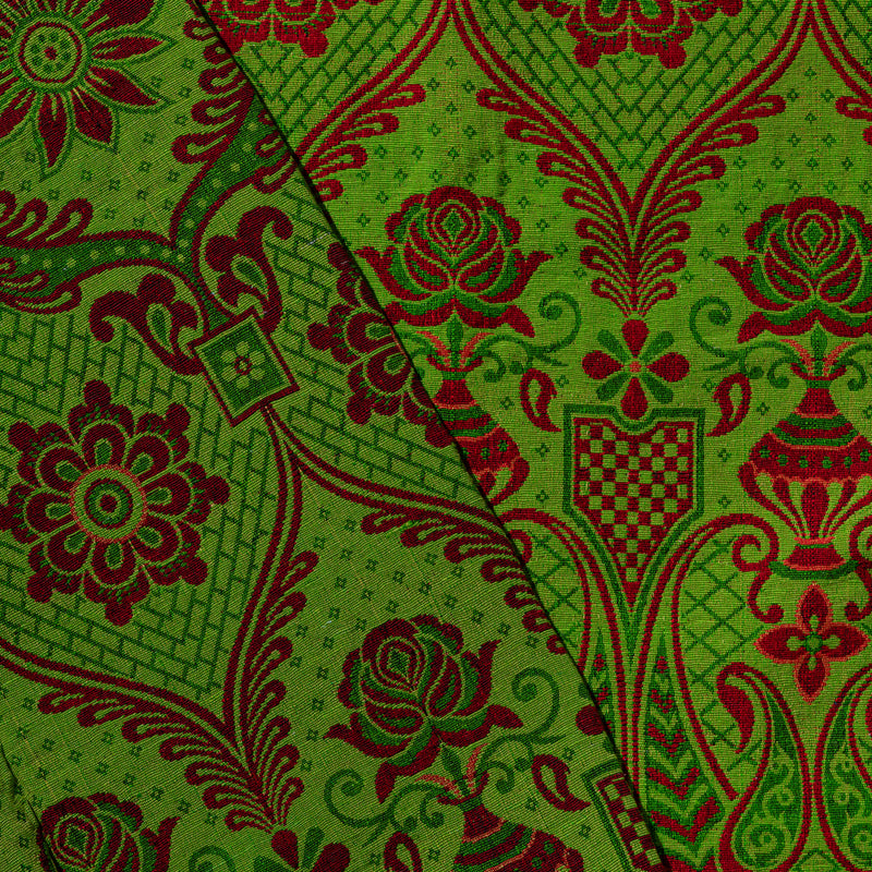JACQUARD FABRIC DRAWSTRING BAG / Green