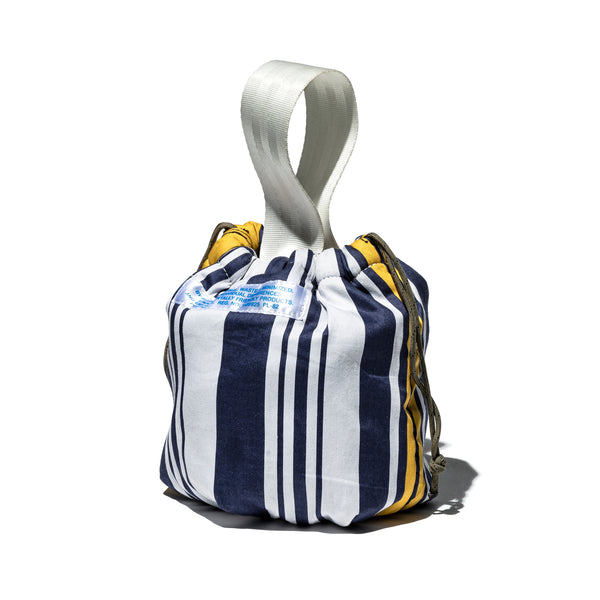 SHIRT FABRIC DRAWSTRING BAG / Navy Blue x Yellow