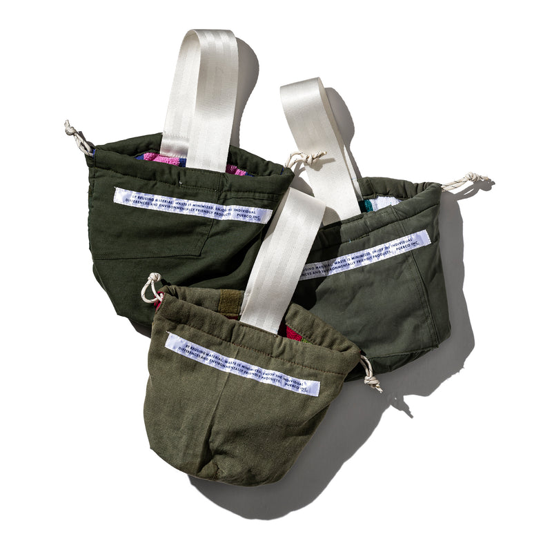 VINTAGE JUMPSUIT FABRIC DRAWSTRING BAG