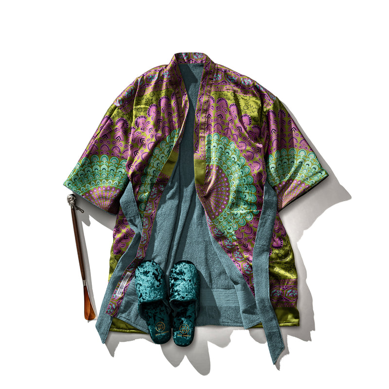 PRINTED REVERSIBLE BATHROBE / Peacock