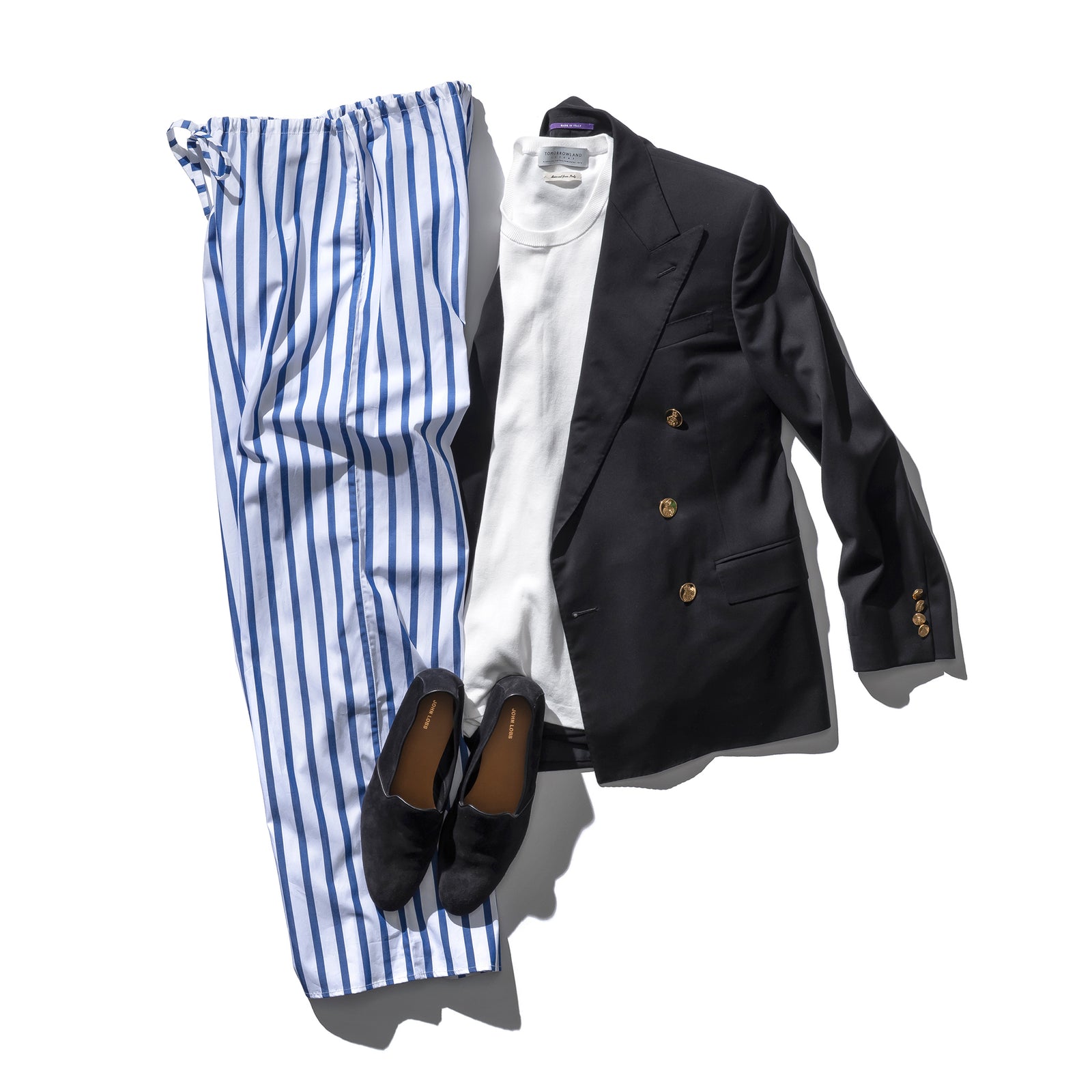 COTTON STRIPE REGULAR PANTS / White – PUEBCO ONLINE STORE