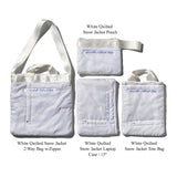 WHITE QUILTED SNOW JACKET 2-WAY BAG W/ZIPPER