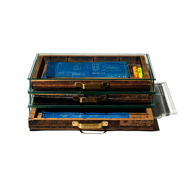 GLASS DISPLAY CASE WITH VINTAGE DRAWER – PUEBCO ONLINE STORE