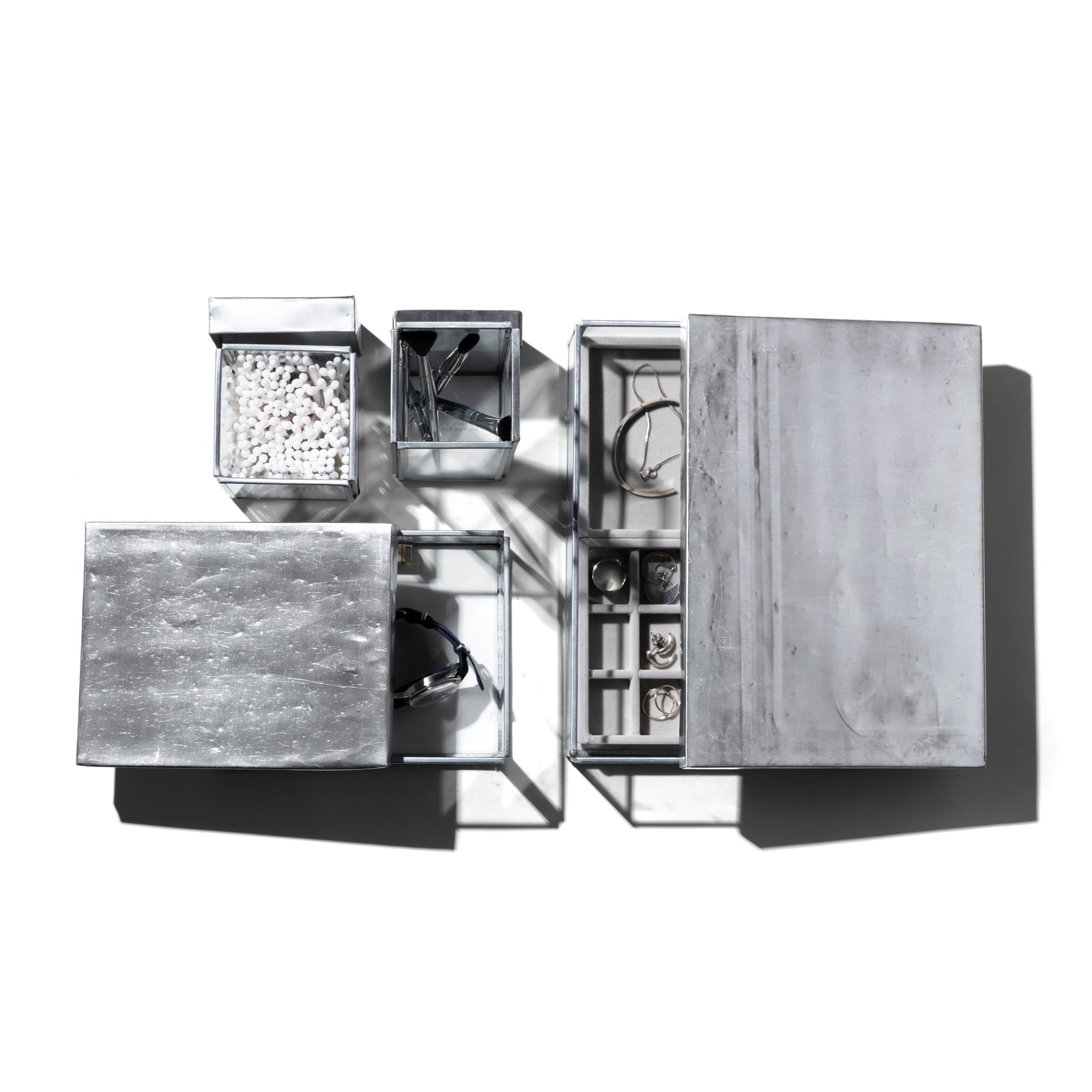 GLASS BOX WITH RECYCLE STEEL LID / Jewelry Single – PUEBCO GLASS BOX WITH RECYCLE STEEL LID / Jewelry Single – PUEBCO